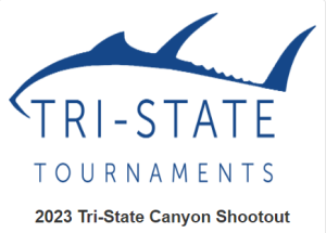 An illustration of a shark with the text "TRI-STATE TOURNAMENTS" and "2023 Tri-State Canyon Shootout" underneath.