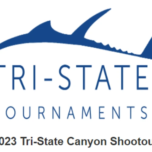 An illustration of a shark with the text "TRI-STATE TOURNAMENTS" and "2023 Tri-State Canyon Shootout" underneath.