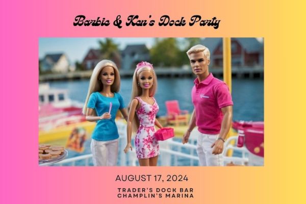 The image shows dolls dressed for a party with the text 