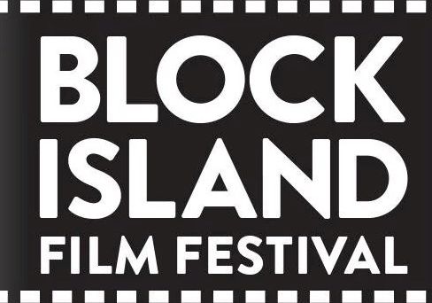 BLOCK ISLAND FILM FESTIVAL logo, film reel frame, bold white text on black background.