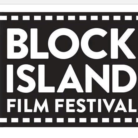 BLOCK ISLAND FILM FESTIVAL logo, film reel frame, bold white text on black background.