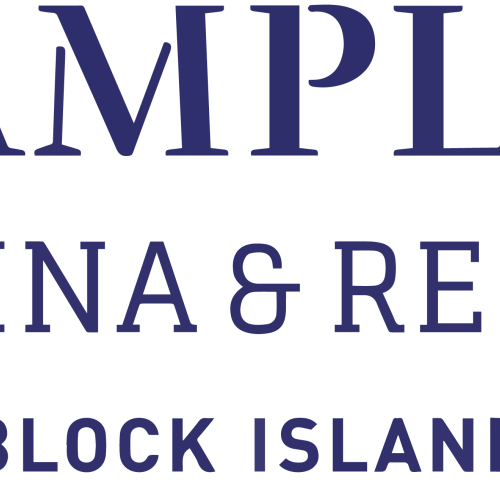 The image features the logo of "CHAMPLIN'S MARINA & RESORT BLOCK ISLAND" with blue and red bars.