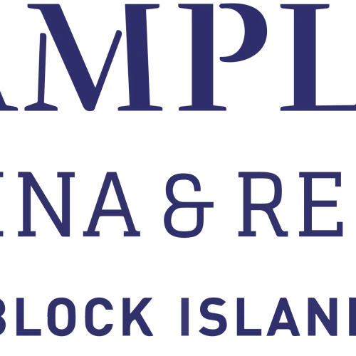 The image features the logo of "CHAMPLIN'S MARINA & RESORT BLOCK ISLAND" with blue and red bars.