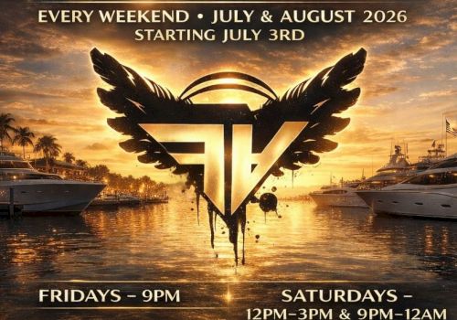 A flyer for a party called &ldquo;FAMILY AFFAIR&rdquo; at Champlin&rsquo;s Resort, with wings logo, sunset background, event times, and dates. Always ending the sentence.